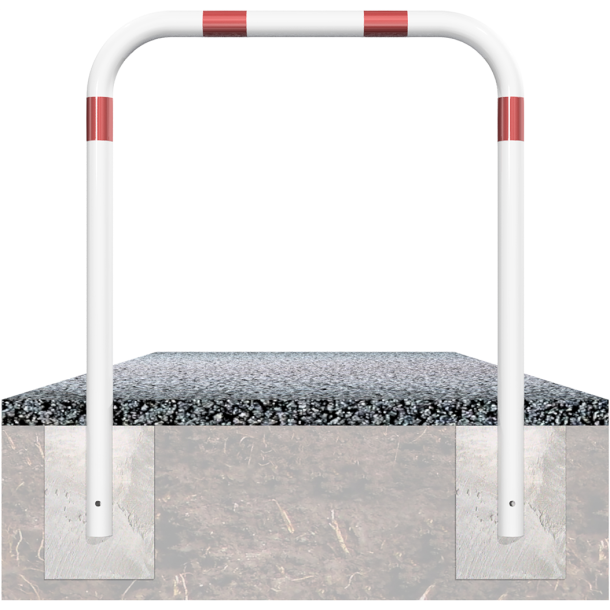 Hoop of steel tube |  60 x 2,5 mm | without cross bar | for casting in concrete | total width: 1000 mm | total height: 1200 mm | hot-dip galvanized and white coatedwith red reflecting stripes